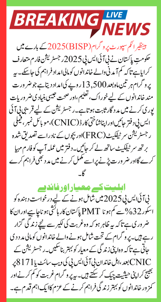 BISP 2025 Registration Form Online Step-By-Step Guidelines For Financial Assistance 13500