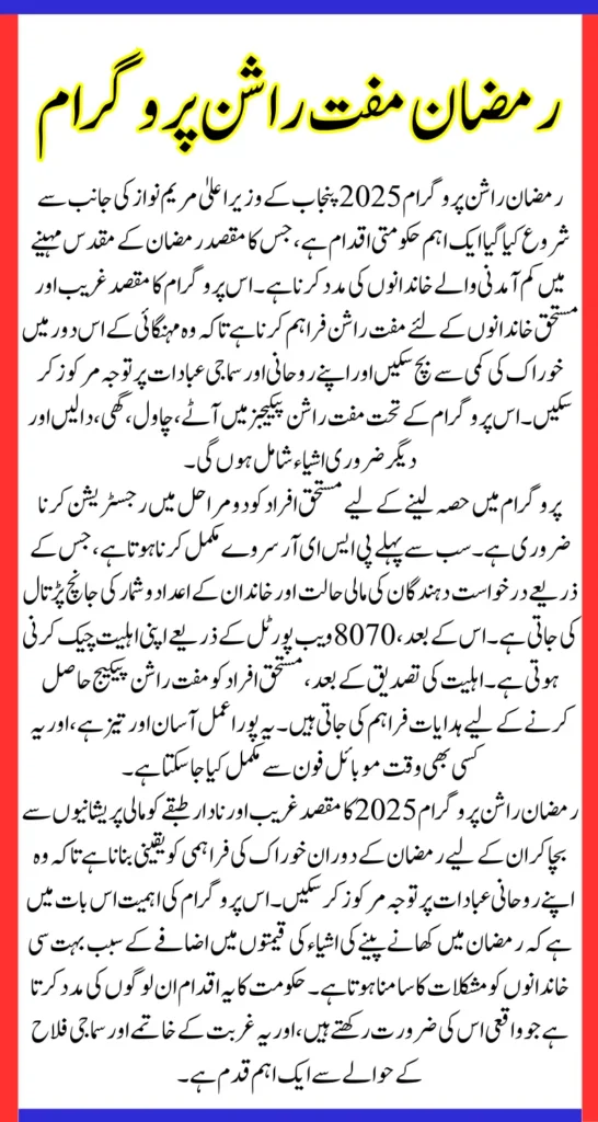 Ramadan Rashan Program 2025 Announced By CM Punjab Maryam Nawaz Know Registration Process