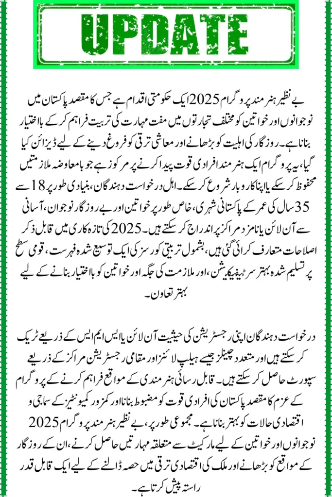 Benazir Hunarmand Program 2025, Complete Guide to Sign Up and Notable Improvements
