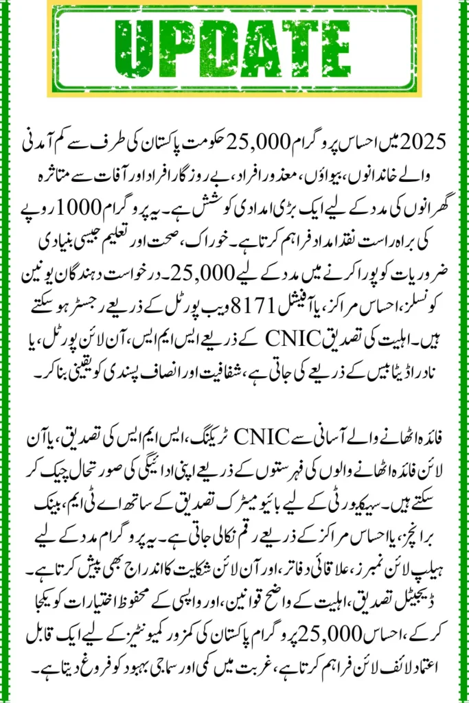 Ehsaas Program 25,000 CNIC Check 2025, Online Verification Guide