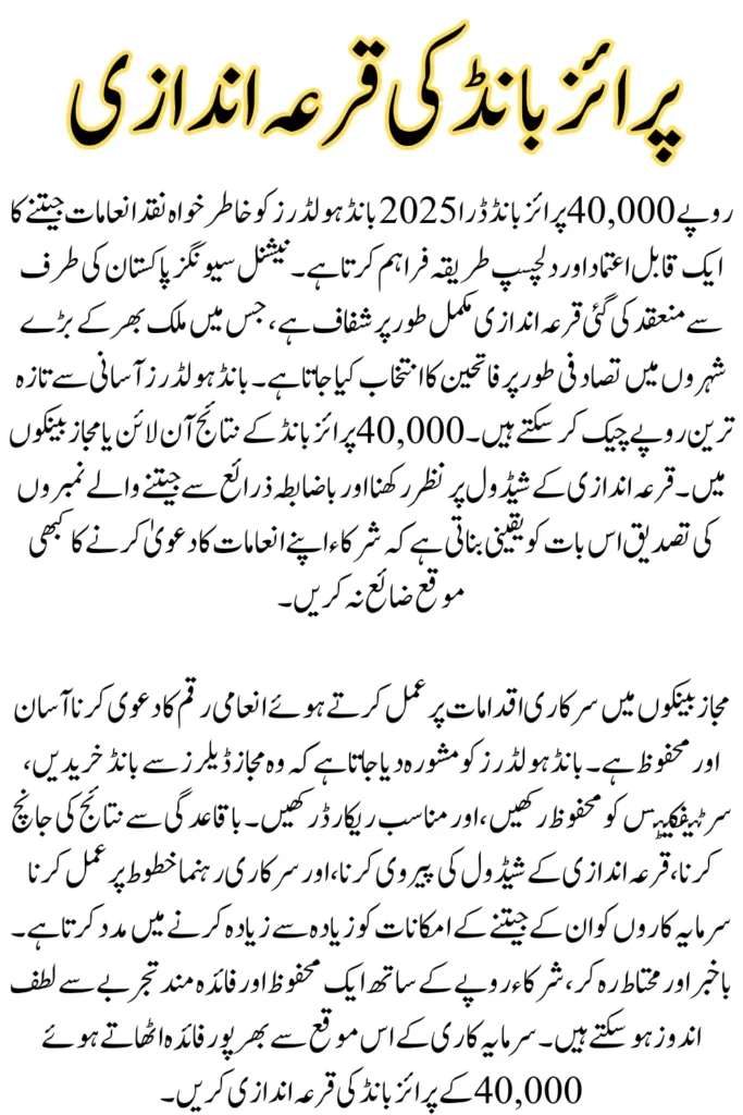 Rs. 40,000 Prize Bond Draw 2025, Complete Results, and Winning Numbers