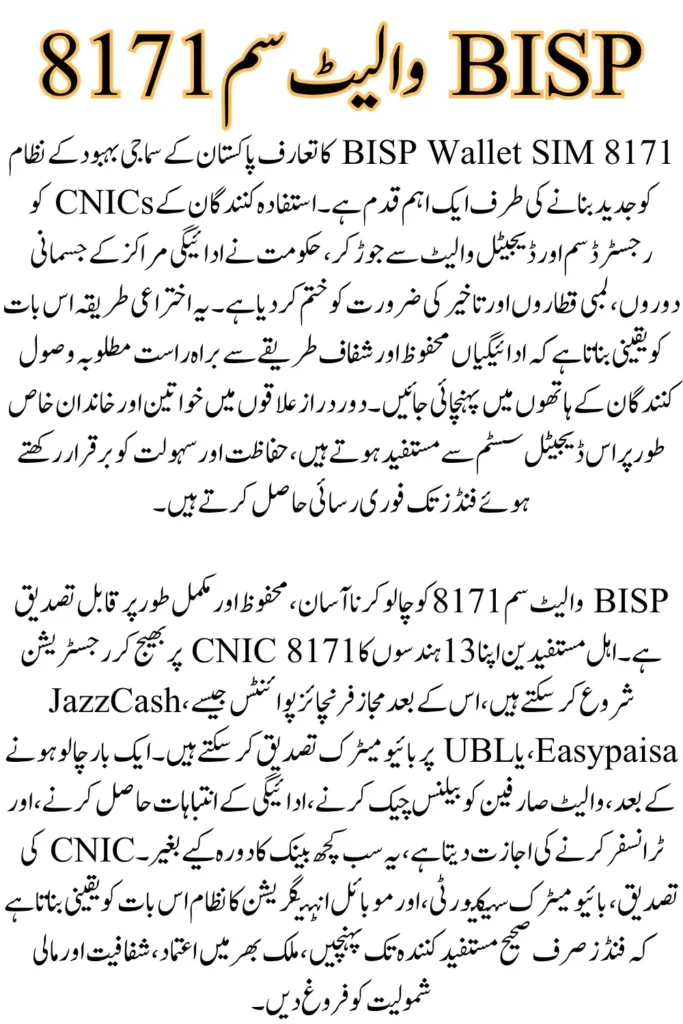 BISP Wallet SIM 8171 Activation: Complete Guide for Eligibility Verification
