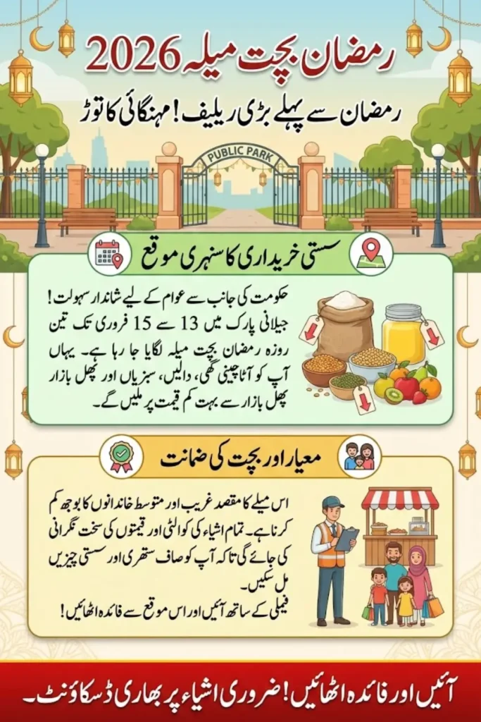 Ramzan Bachat Festival 2026 Announced in Lahore: Discounted Essential Items at Jilani Park from February 13 to 15