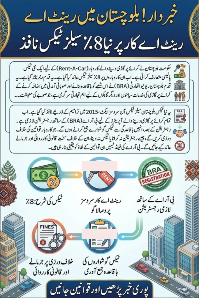 Balochistan Rent-A-Car Sales Tax 8%: Registration Now Mandatory for Car Rental Businesses